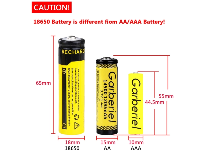 Garberiel High Power 2000mAh 100% Effective Power 3.7V Rechargeable 18650 Battery (Yellow) 1 Piece