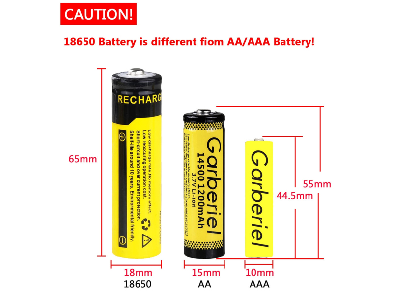 Garberiel High Power 2000mAh 100% Effective Power 3.7V Rechargeable 18650 Battery (Yellow) 1 Piece