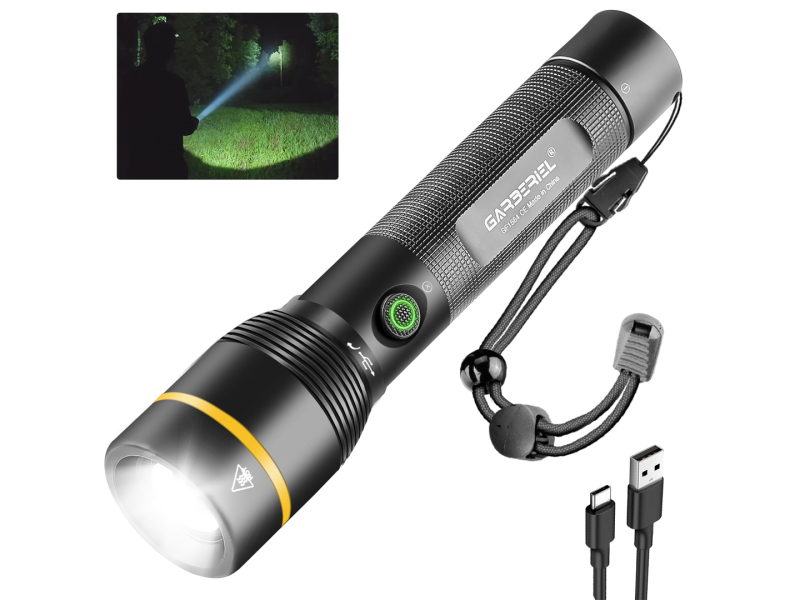 Garberiel Super Bright Rechargeable Flashlight 5 Modes with 18650 Battery