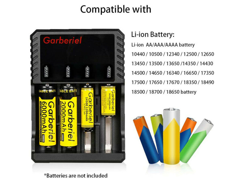 8PCS 16340 Rechargeable Batteries + US 4 Slot Multifunction Battery Charger