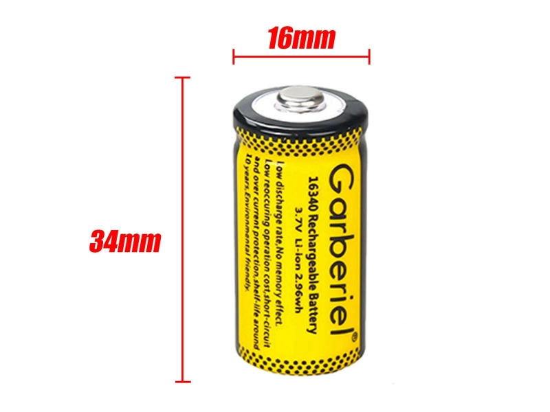 10 PCS Garberiel Rechargeable 16340 CR123A Battery 3.7V (Yellow)