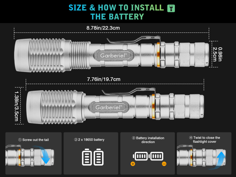 Super Bright Rechargeable LED Flashlight 5 Modes with Battery & Charger