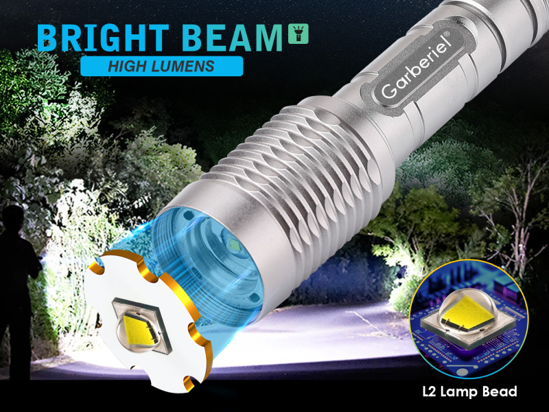 Super Bright Rechargeable LED Flashlight 5 Modes with Battery & Charger