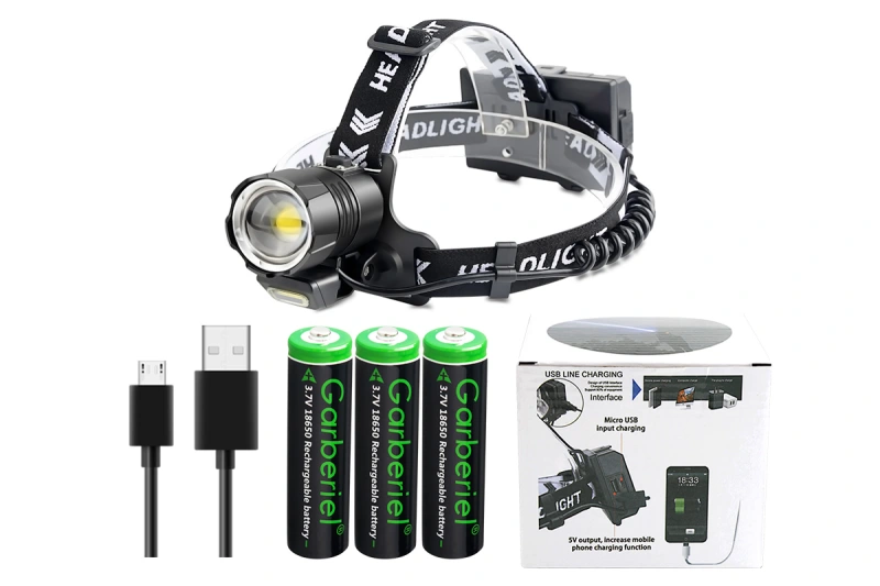Garberiel XHP90 Ultra Bright Rechargeable LED Headlamp with Power Bank Function