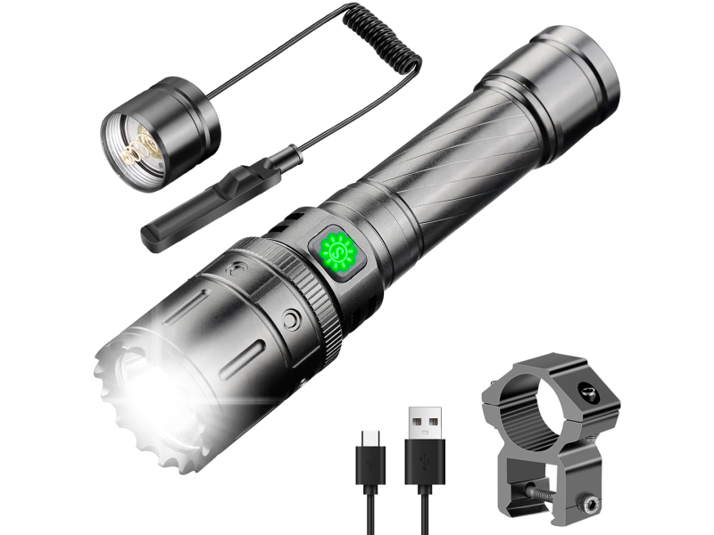 Garberiel 2 in 1 L2 Super Bright LED Rechargeable Flashlights with Rail Mount & Remote Control Switch
