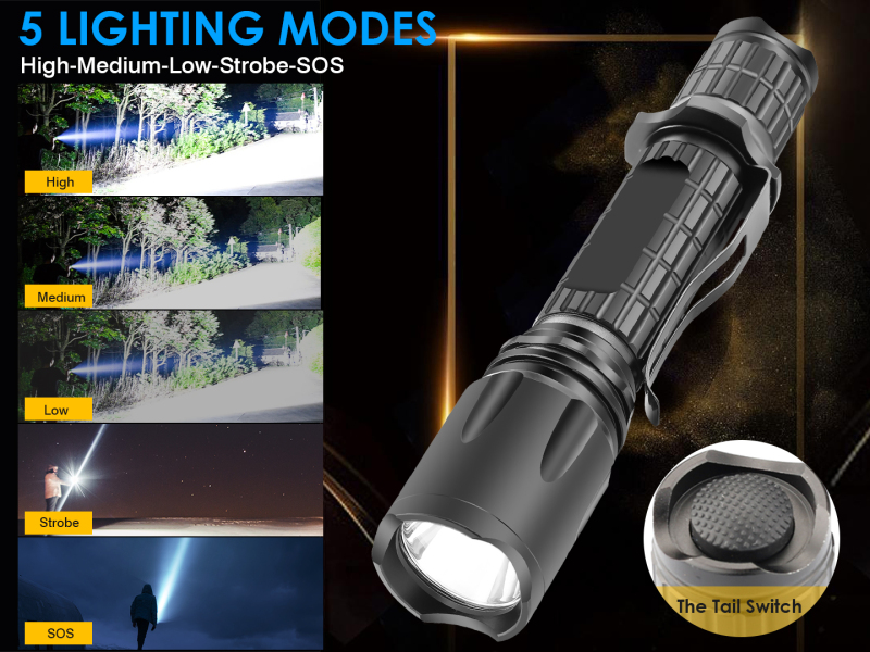 Tactical LED Flashlight Rechargeable LED Rechargeable Light with Mount Remote Control