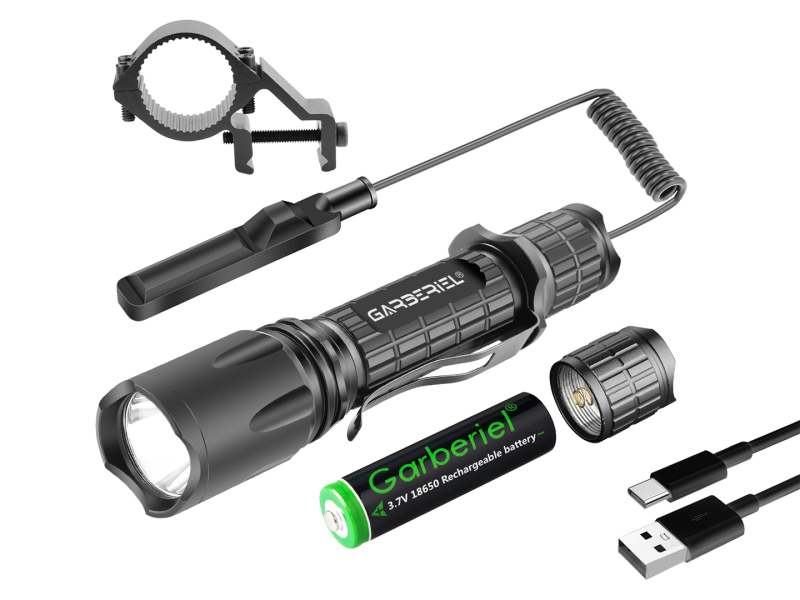 LED Flashlight Rechargeable LED Light with Mount Remote Control