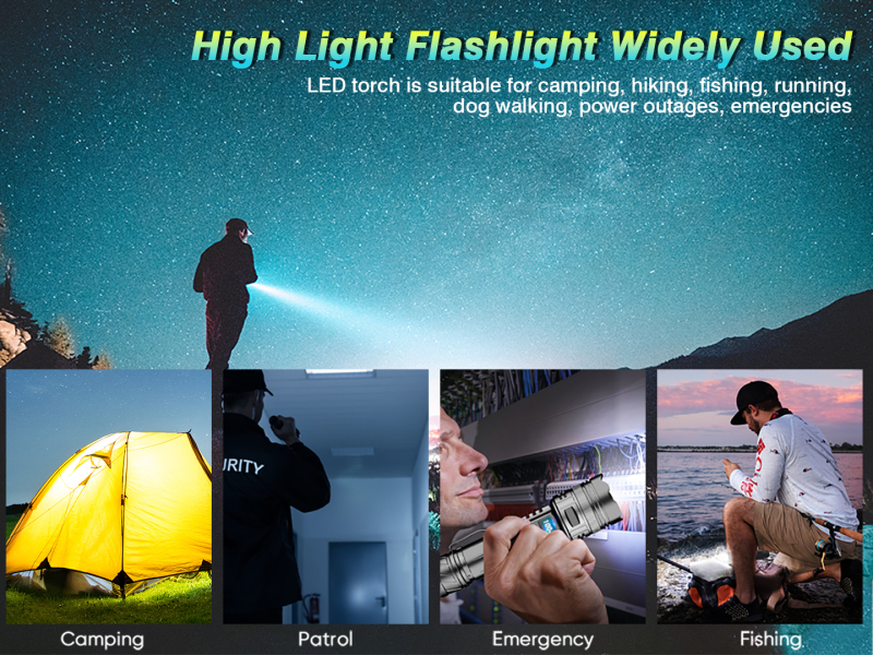 Garberiel Super Bright LED Rechargeable Flashlight, with 5 Modes & COB Work Light  for Camping