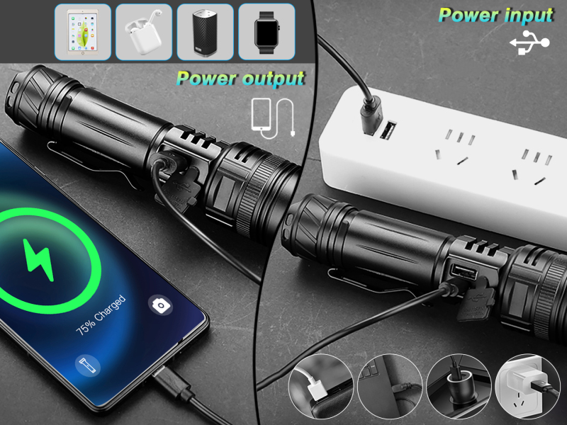 Garberiel Super Bright LED Rechargeable Flashlight, with 5 Modes & COB Work Light  for Camping