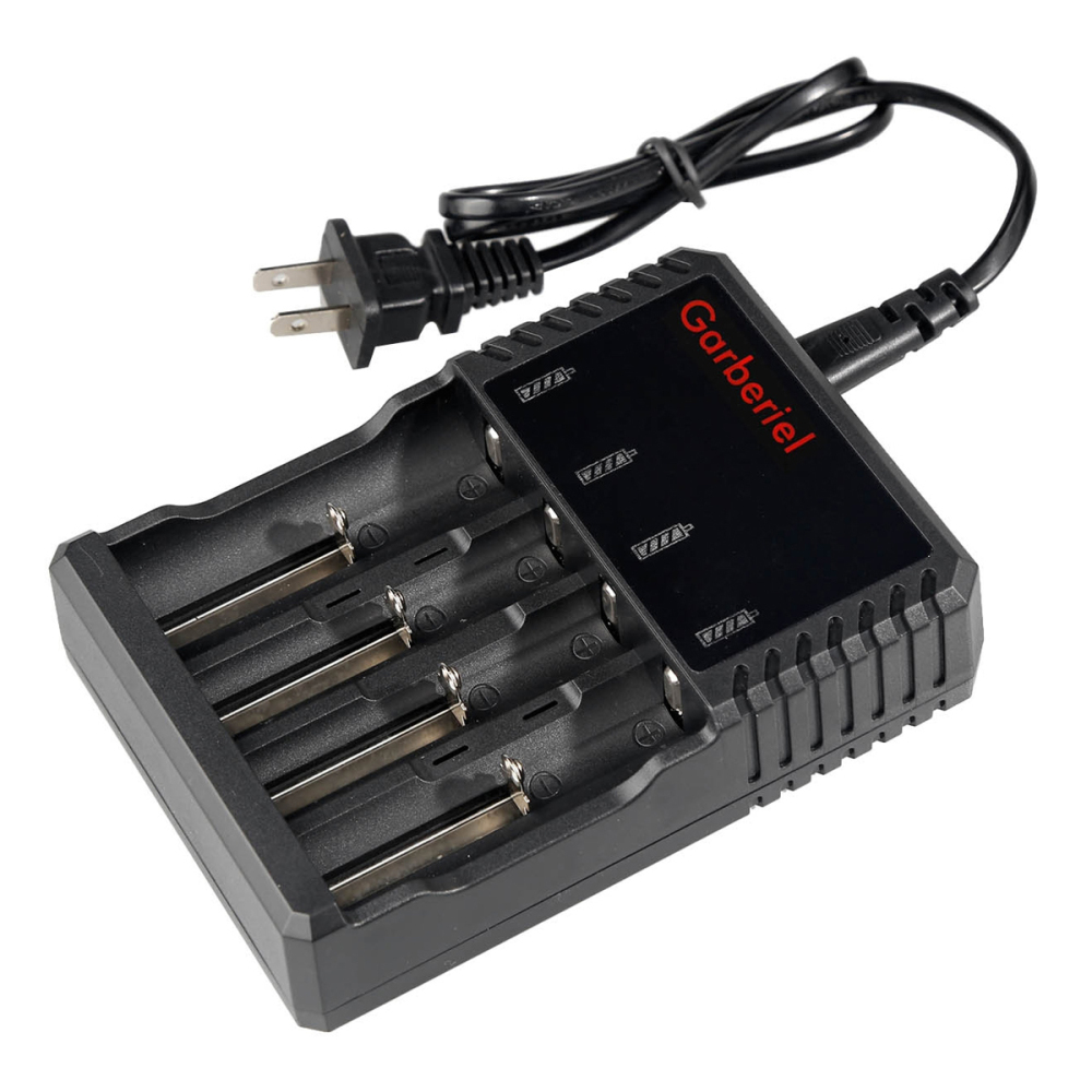 Garberiel 4 PC 2000mAh 18650 Rechargeable Li-ion Battery with 4-Slots 18650 Battery Charger