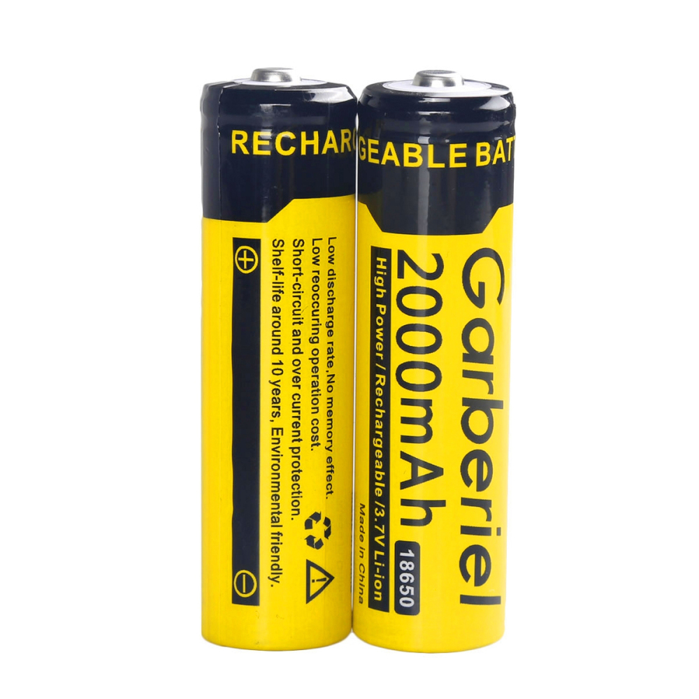 Garberiel 4 PC 2000mAh 18650 Rechargeable Li-ion Battery with 4-Slots 18650 Battery Charger