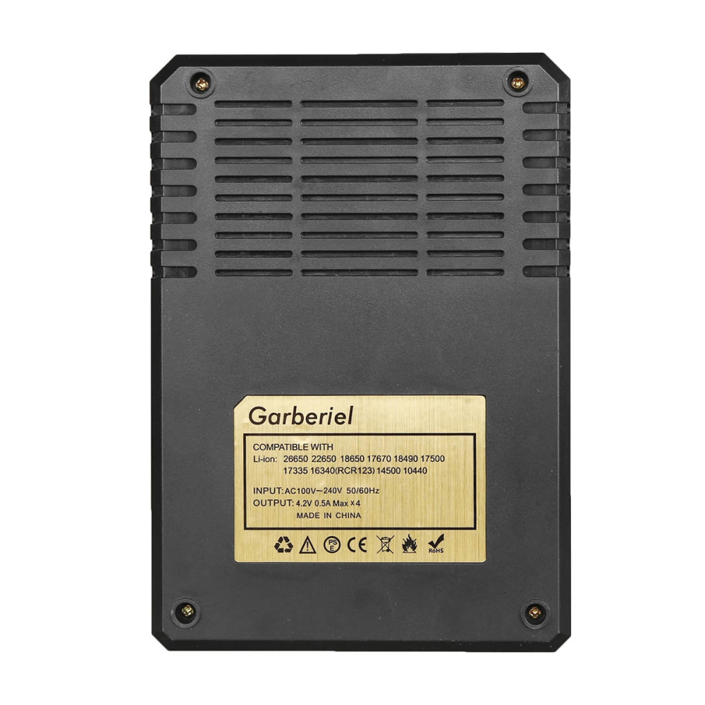Garberiel 4 PC 2000mAh 18650 Rechargeable Li-ion Battery with 4-Slots 18650 Battery Charger