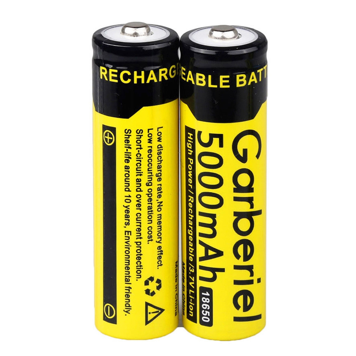 10 Pieces 5000mAh 3.7V Rechargeable 18650 Battery(Yellow)