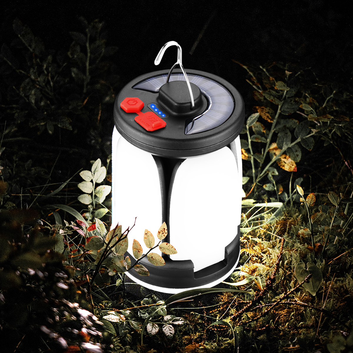 Lekaufen LED Solar Camping Lantern with 6 Light Modes, USB Rechargeable Camping Tent Light