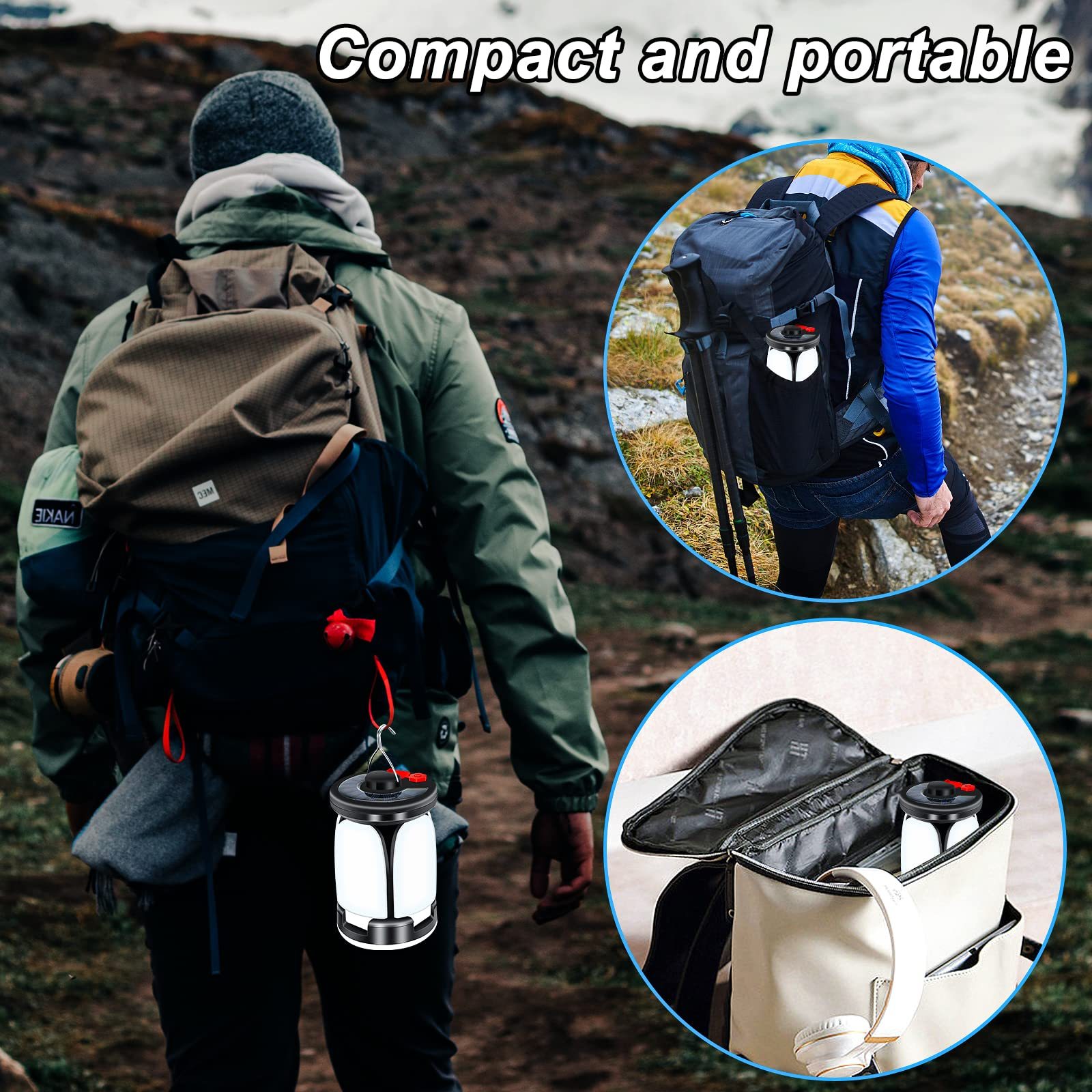 Lekaufen LED Solar Camping Lantern with 6 Light Modes, USB Rechargeable Camping Tent Light