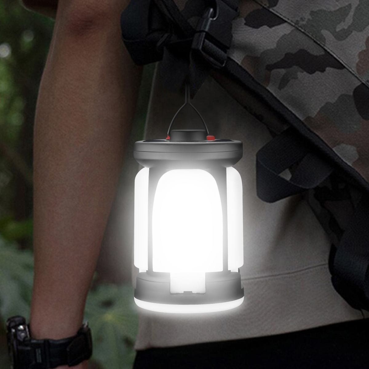 Lekaufen LED Solar Camping Lantern with 6 Light Modes, USB Rechargeable Camping Tent Light