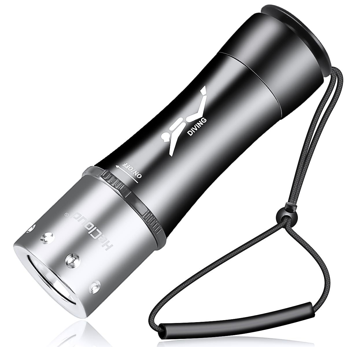 Hecloud Scuba Diving Flashlight, IPX8 Waterproof Underwater 262ft for Diving Snorkeling