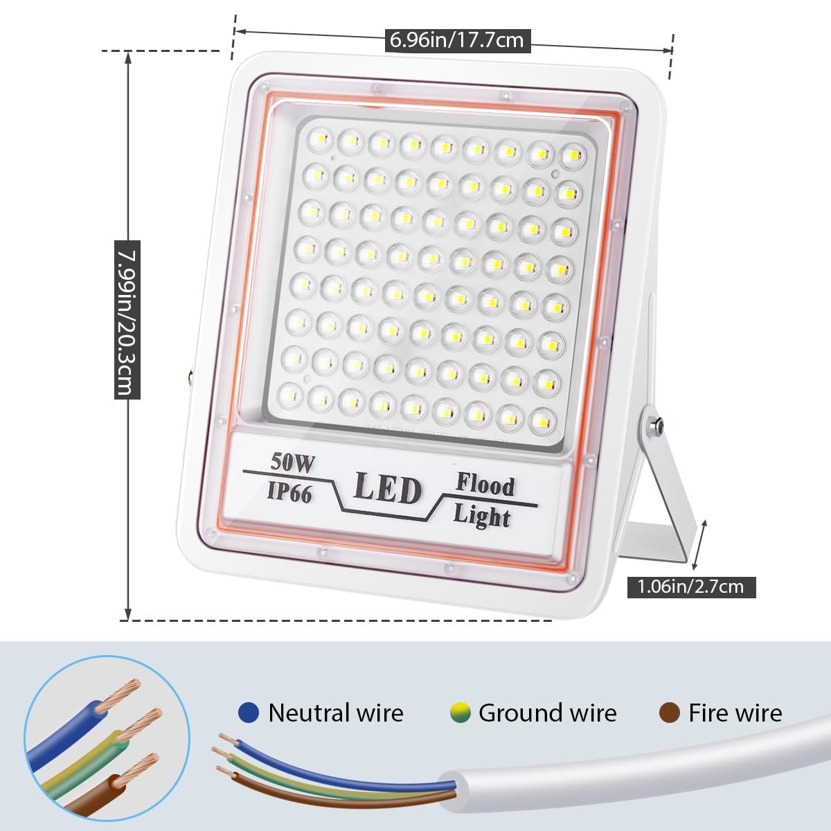 2 Pack LeKaufen Super Bright Work Light 6000K White Light LED Floodlight