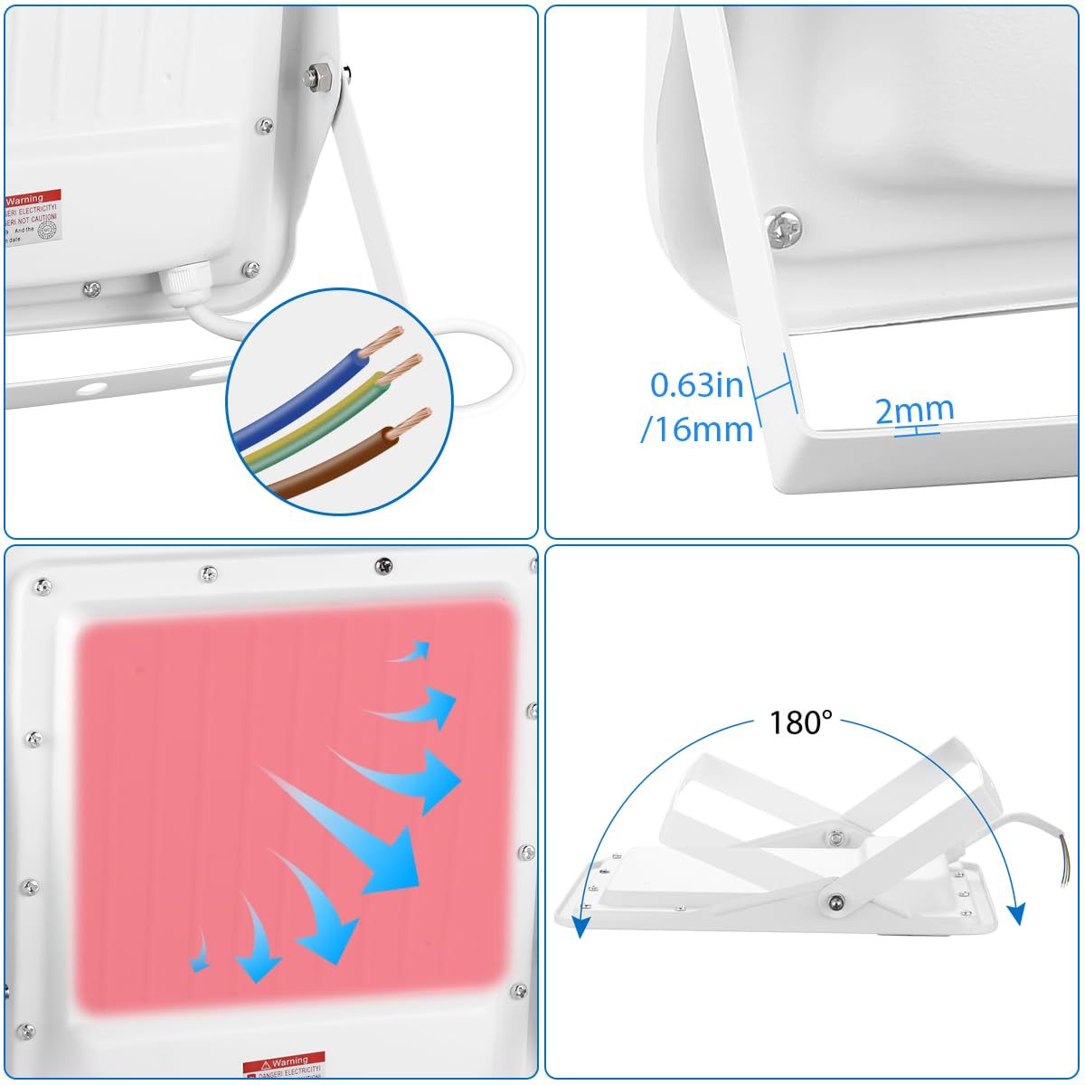 2 Pack LeKaufen Super Bright Work Light 6000K White Light LED Floodlight