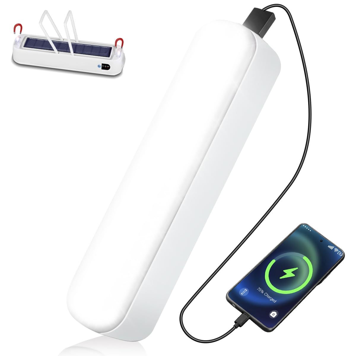 LeKaufen Rechargeable Solar Camping Lights, Magnetic Work Light, Power Bank Camping Lamp