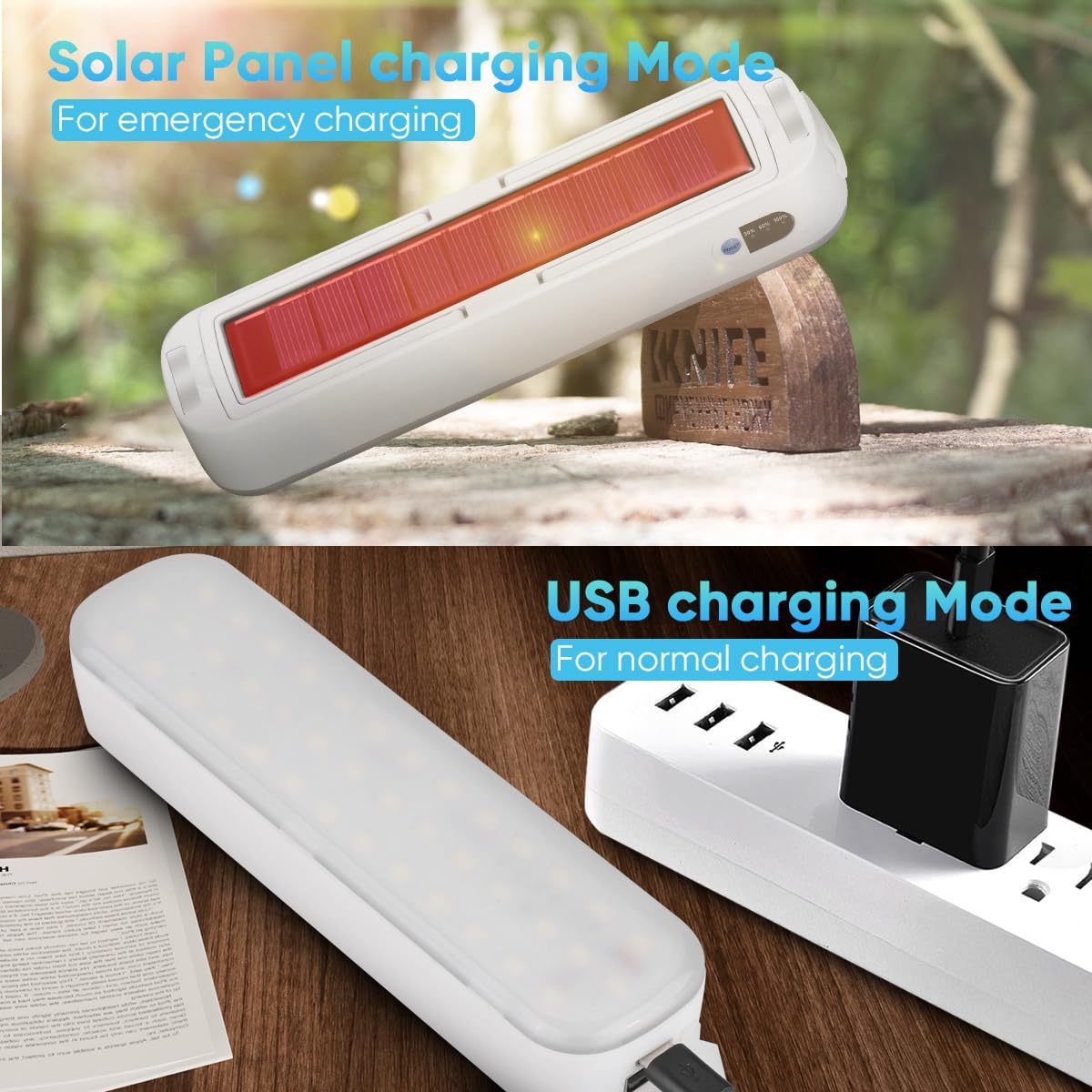 LeKaufen Rechargeable Solar Camping Lights, Magnetic Work Light, Power Bank Camping Lamp
