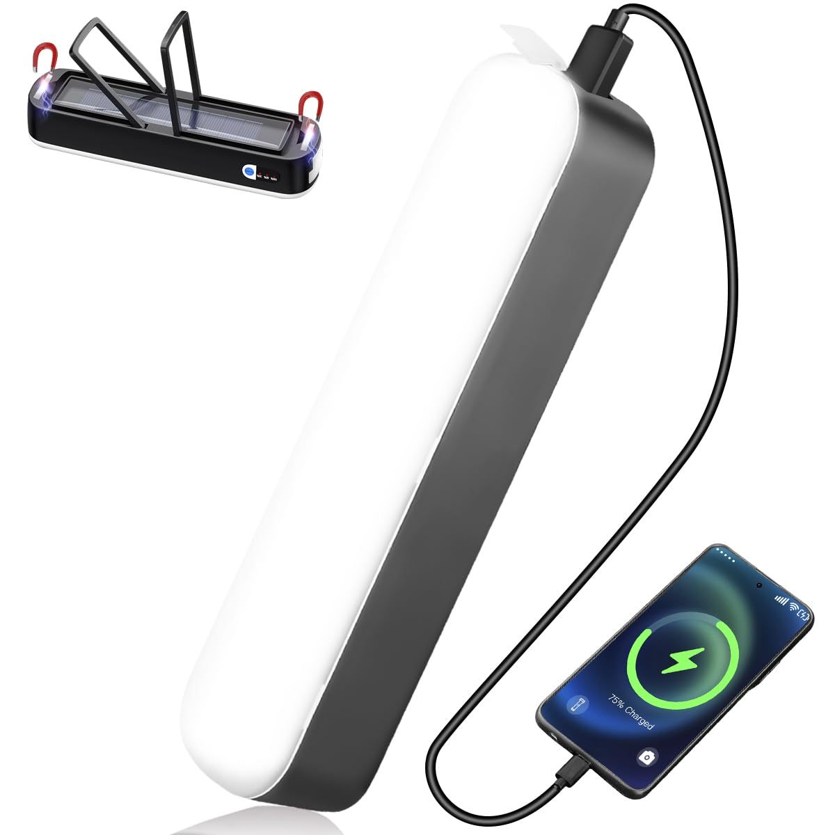 LeKaufen Rechargeable Solar Camping Lights, Magnetic Work Light, Power Bank Camping Lamp