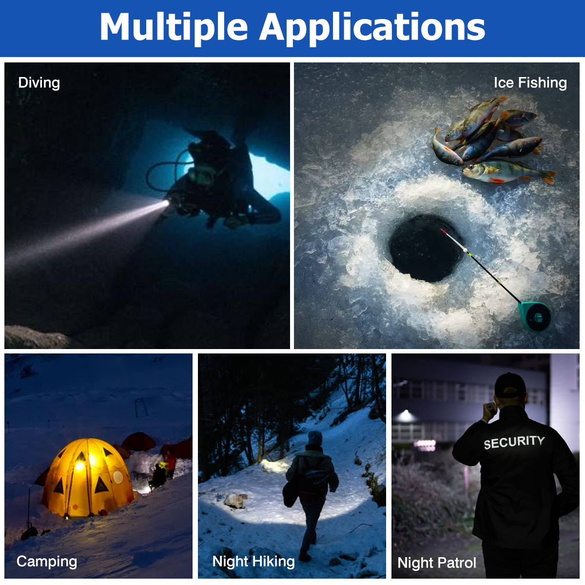 Hecloud 3000 Lumens Scuba Underwater Diving Flashlight IPX8 Waterproof Night Dive Torch