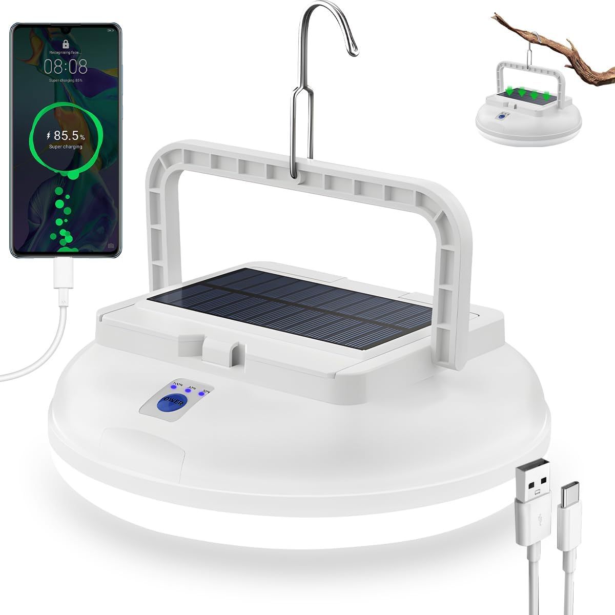 Lekaufen Solar Camping Light 800 LM with USB Charging  for Camping and Hiking