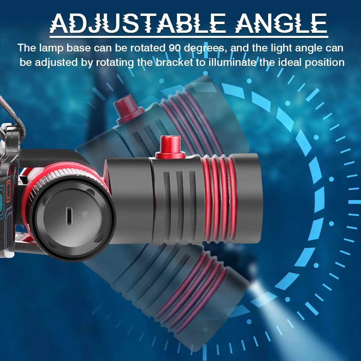 HeCloud Diving Headlamp 800LM with 3 Modes  for Diving Caving and Snorkeling