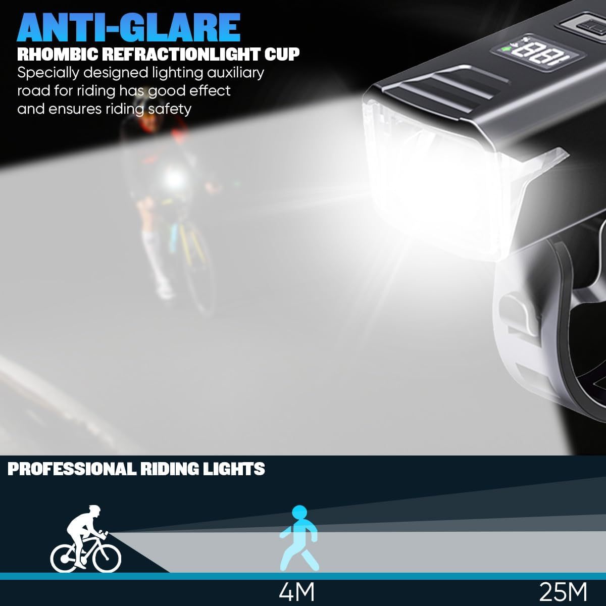 NAKCNM Bike Lights Front and Back with Sensor and LCD Display IPX6 for MTB eBike Road Mountain Night Bike Riding