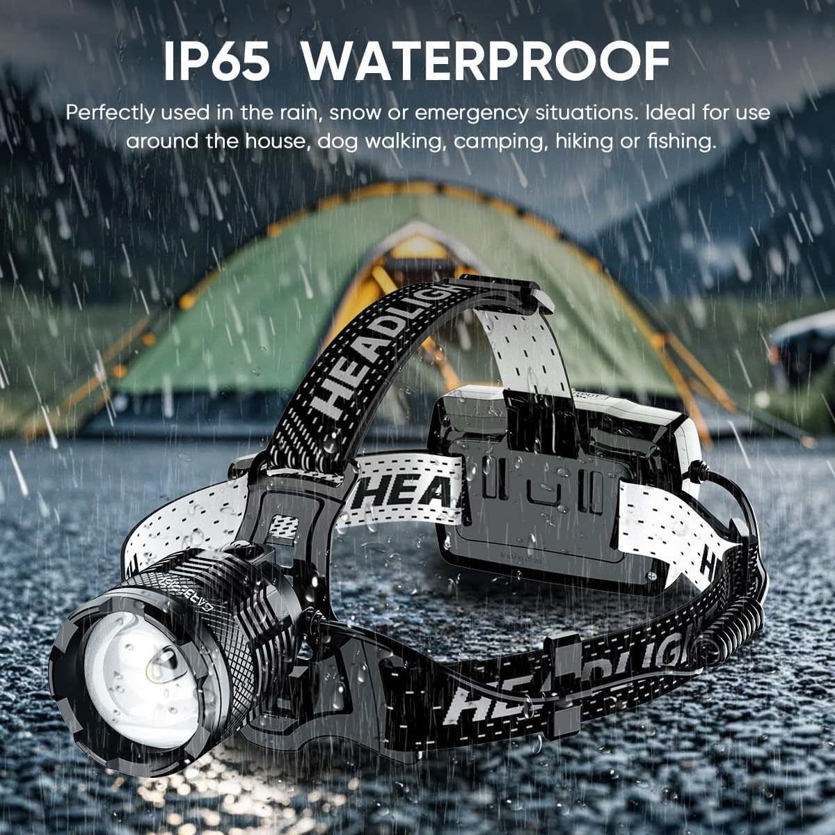 NAKCNM LED Head Torch Rechargeable 30W 1000LM Headlamp with Motion Sensor for Outdoor Adventure