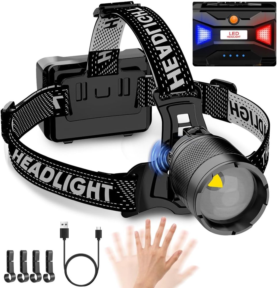 NAKCNM Powerful Headlamp with Motion Sensor Function & 90° Adjustable Angle