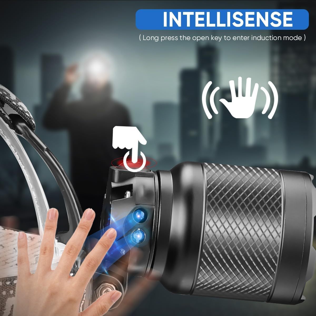 NAKCNM Powerful Headlamp with Motion Sensor Function & 90° Adjustable Angle