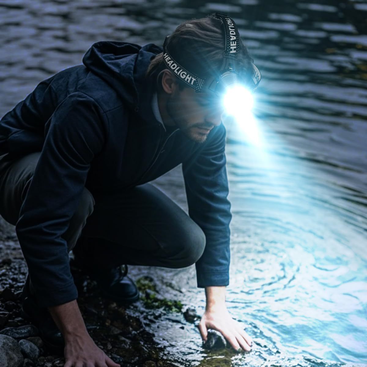 NAKCNM Powerful Headlamp with Motion Sensor Function & 90° Adjustable Angle