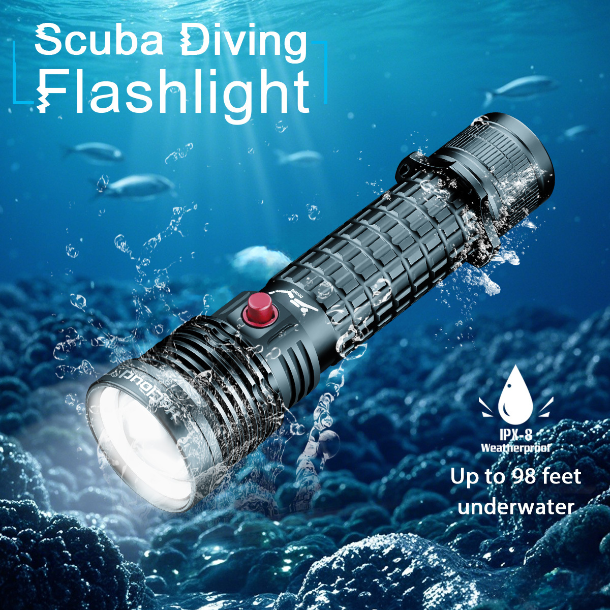 HECLOUD 1000 Lumen Diving Flashlight IPX8 Waterproof Scuba Light with Dual Modes & Type-C USB Charging