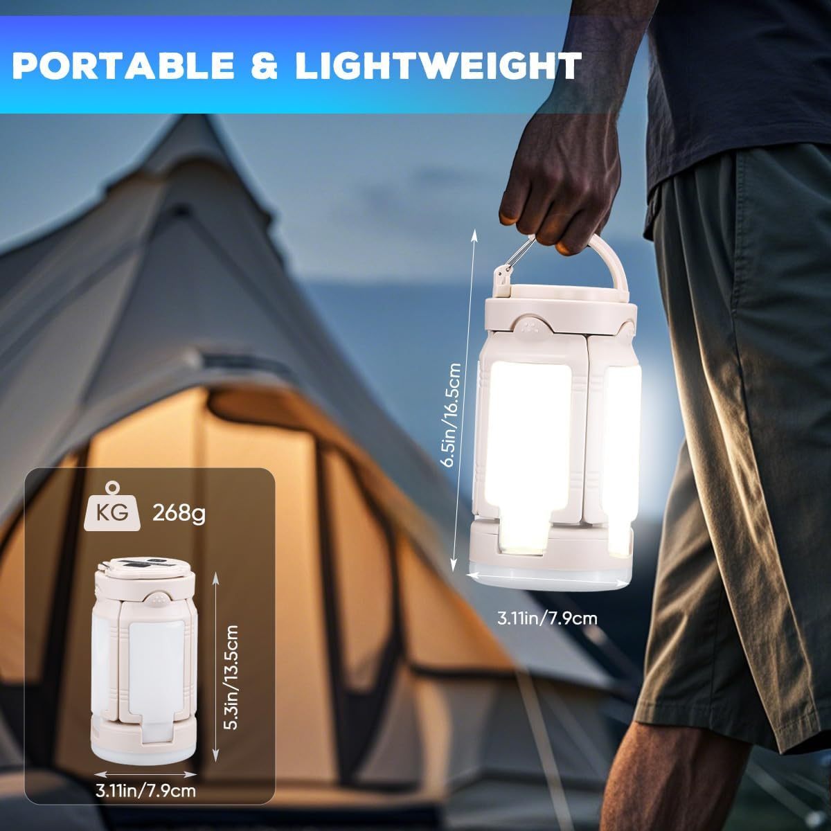 Lekaufen Portable LED Light with 6 Modes  Fast Charging IPX4 Waterproof for Camping Emergencies and More