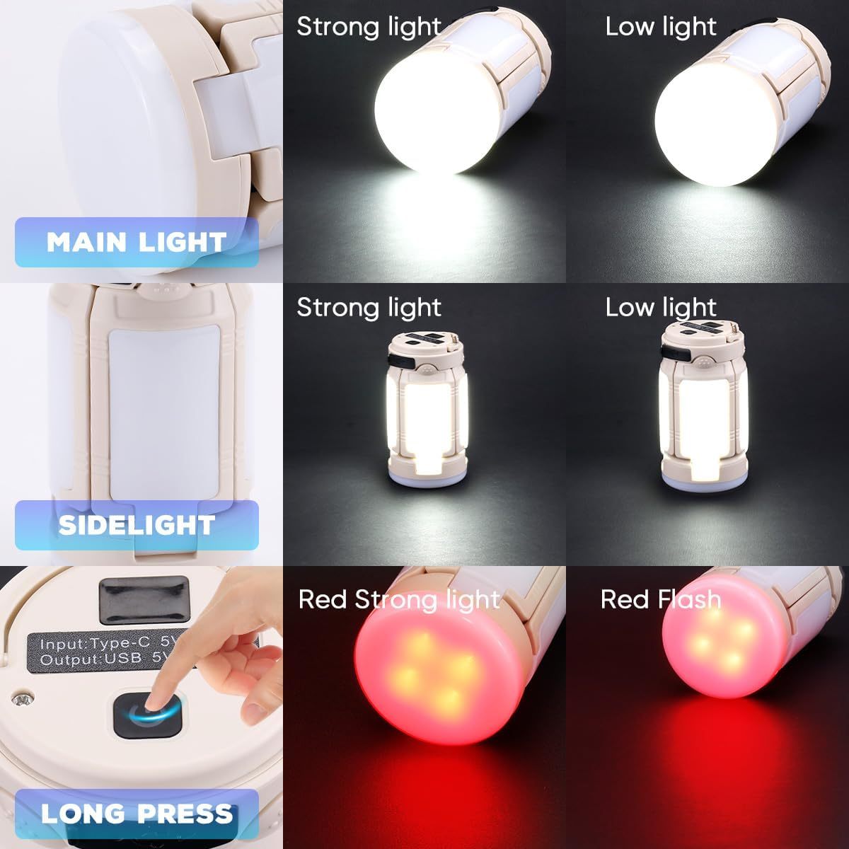 Lekaufen Portable LED Light with 6 Modes  Fast Charging IPX4 Waterproof for Camping Emergencies and More