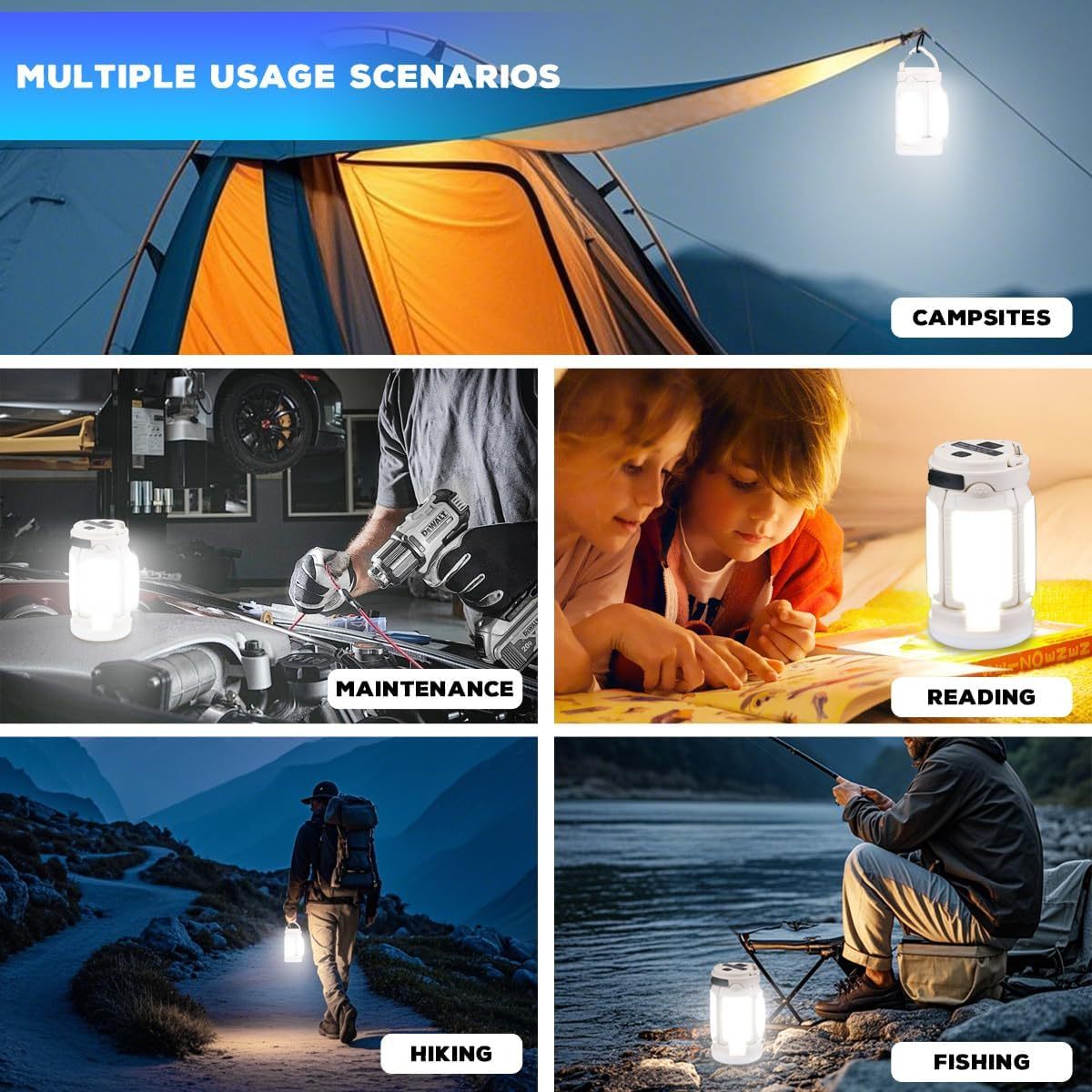 Lekaufen Portable LED Light with 6 Modes  Fast Charging IPX4 Waterproof for Camping Emergencies and More
