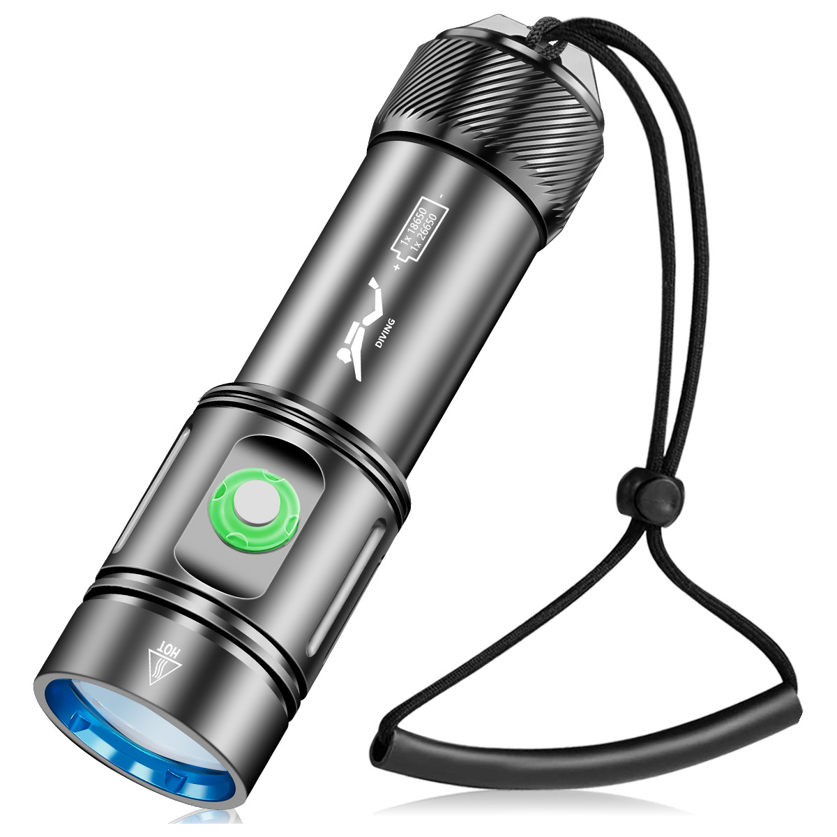 HCF1586 1300 Lumen Scuba Diving Flashlight with IPX8 Waterproof Rating and 4 Lighting Modes