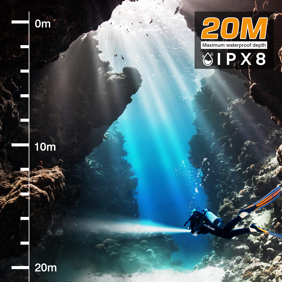 HeCloud FG1157 Diving Flashlight Portable LED Dive Light for Underwater Adventures