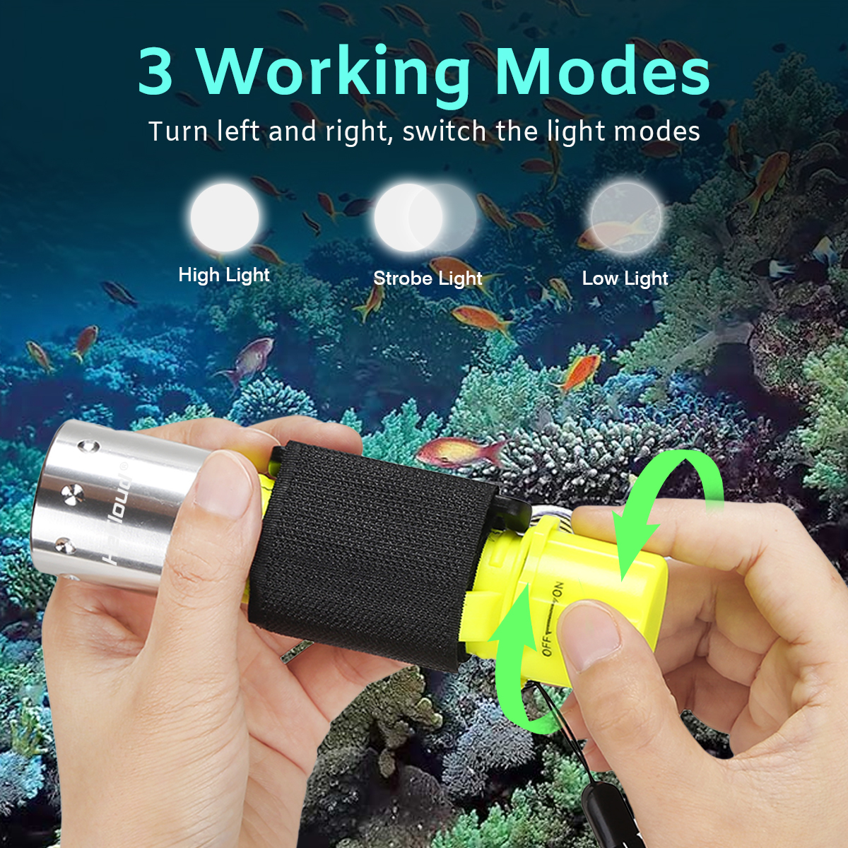 HeCloud FG1157 Diving Flashlight Portable LED Dive Light for Underwater Adventures