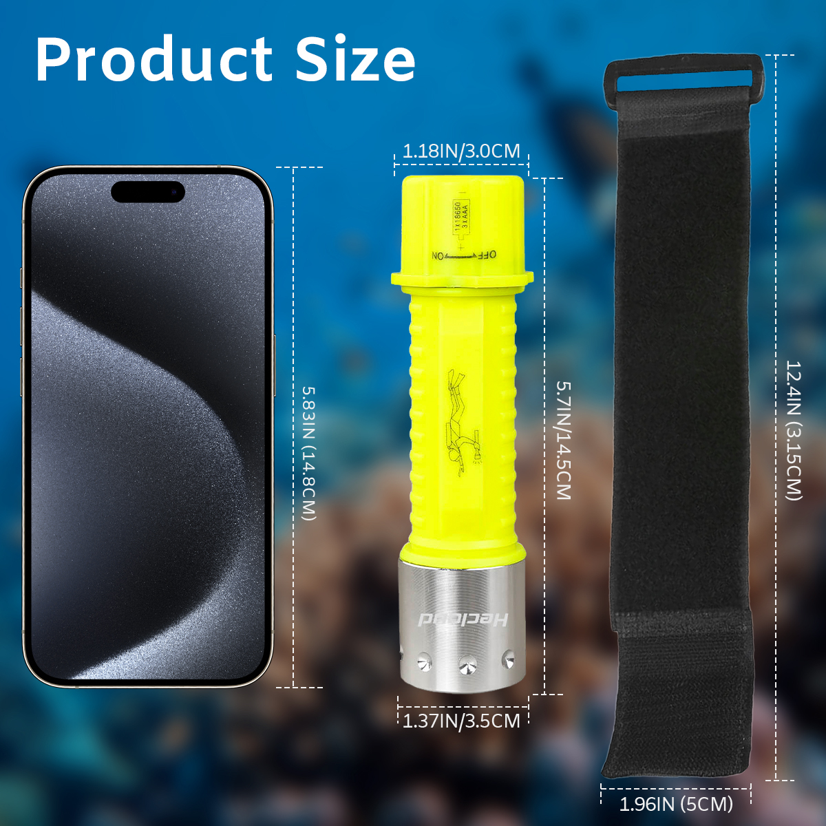 HeCloud FG1157 Diving Flashlight Portable LED Dive Light for Underwater Adventures