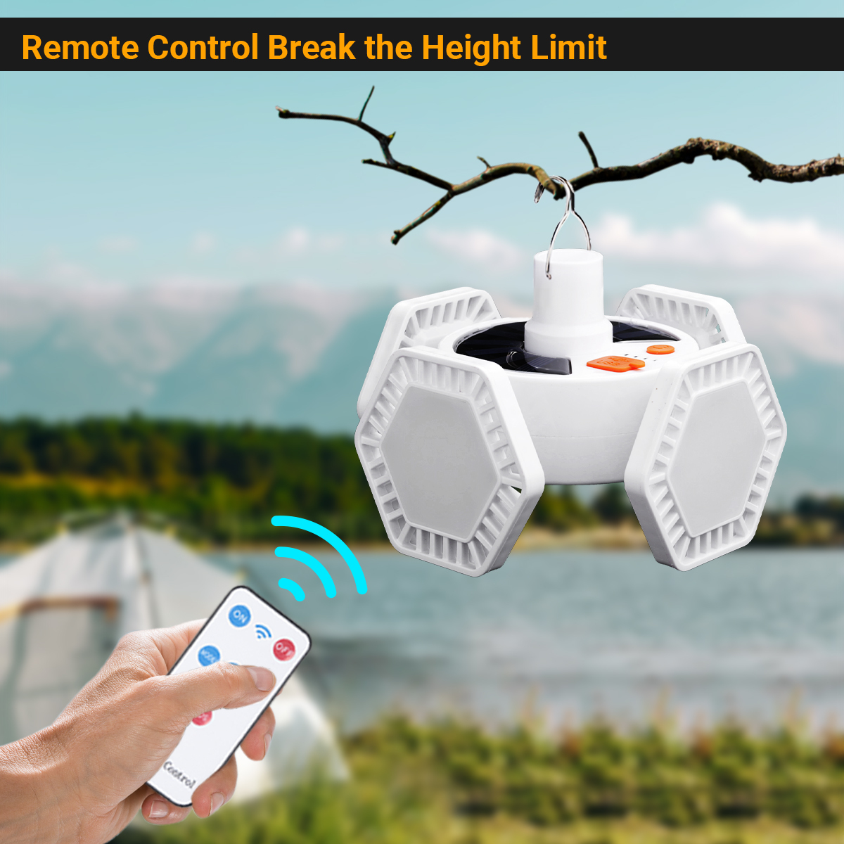 LeKaufen Foldable LED Solar Camping Lantern with Remote Control For Camping