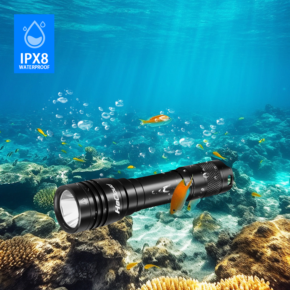 Hecloud Scuba Diving Flashlight Dive Torch 1000 Lumens Underwater 328ft