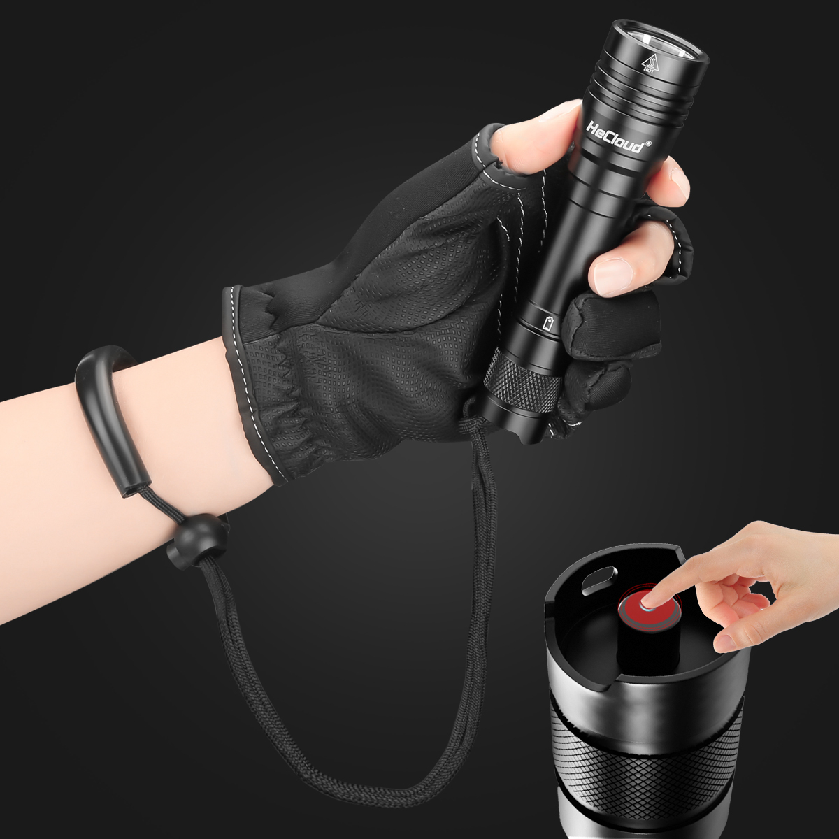 Hecloud Scuba Diving Flashlight Dive Torch 1000 Lumens Underwater 328ft