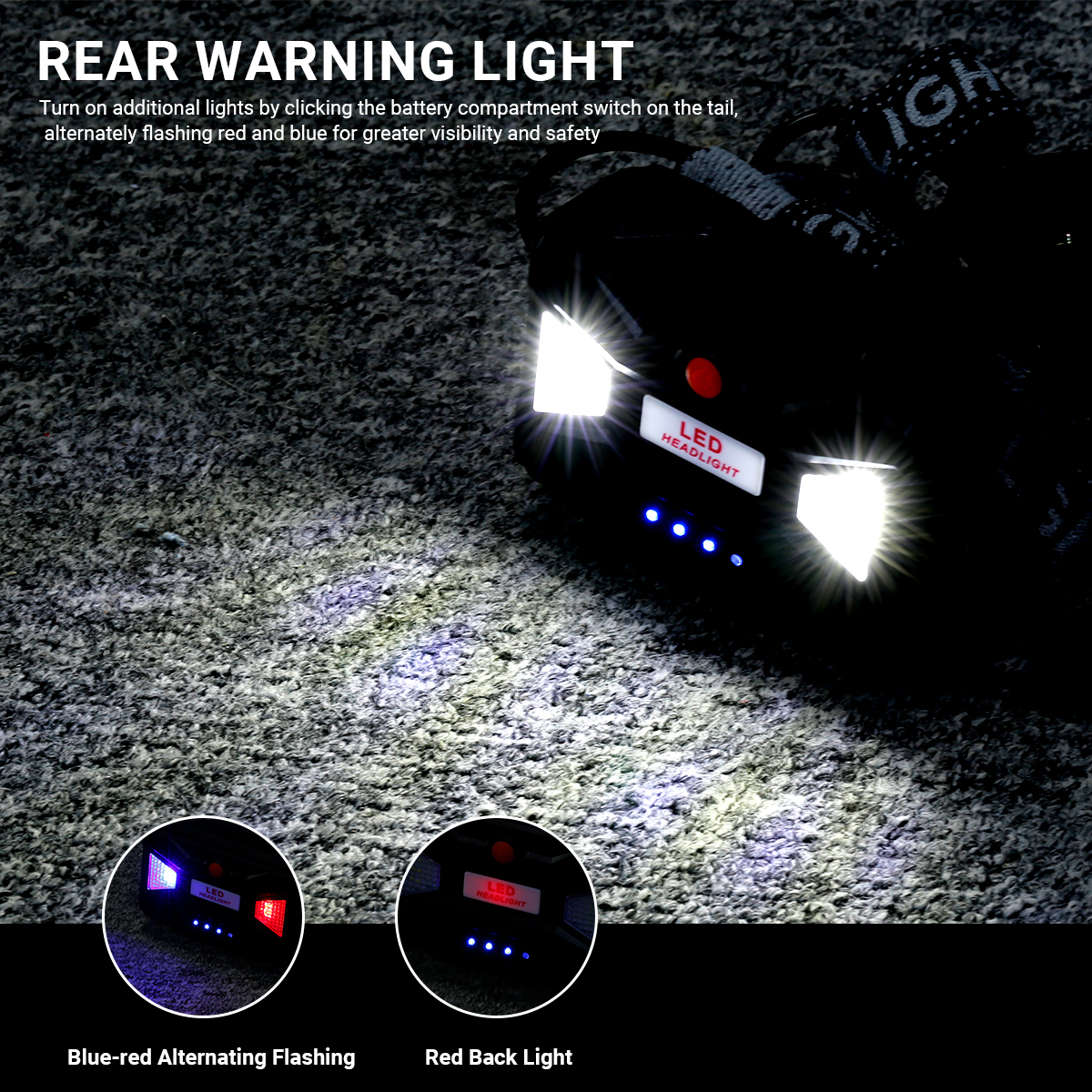 NAKCNM LED Rechargeable Head Torch with Motion Sensor and Rear Light