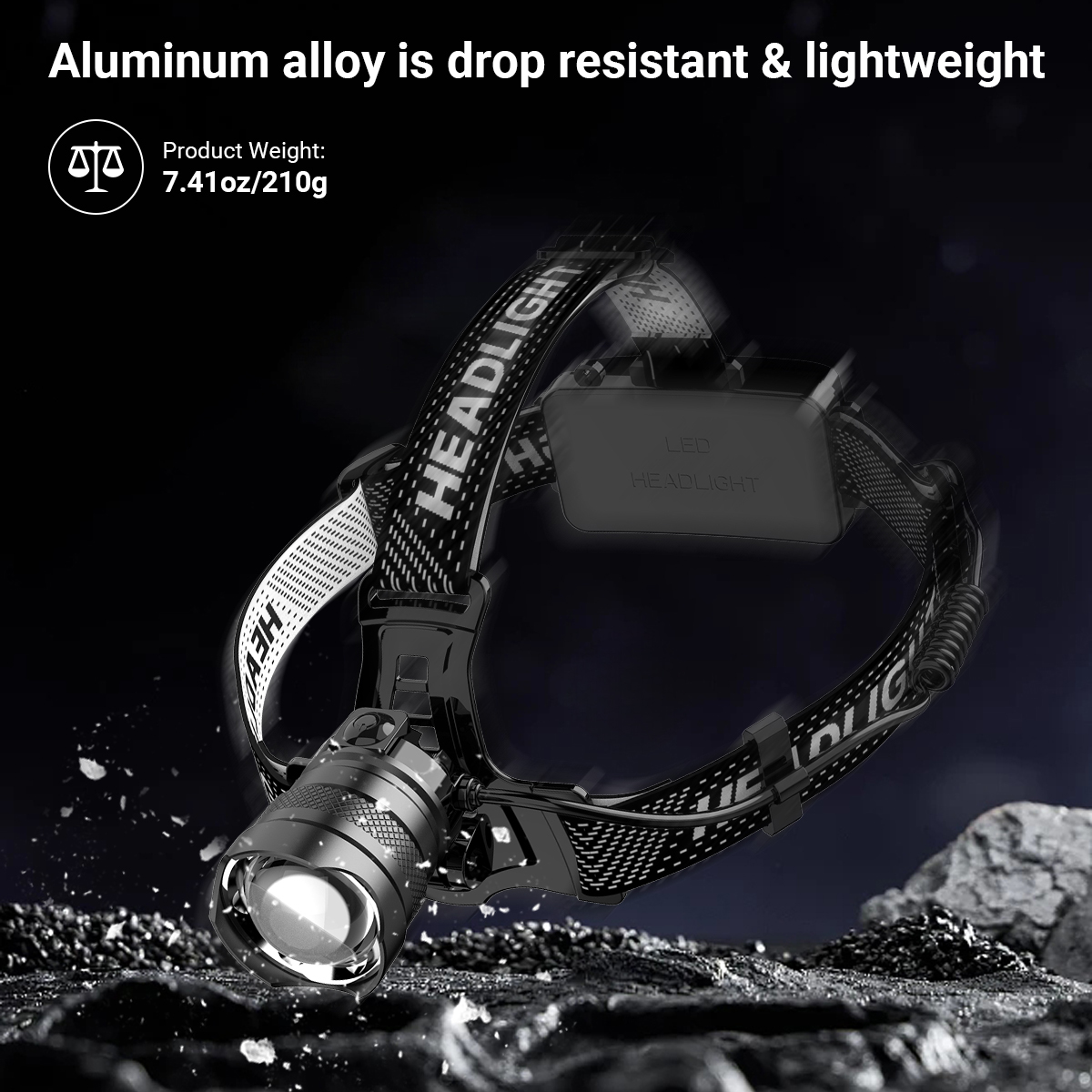 NAKCNM Rechargeable Head Torch with Motion Sensor for Hiking Running Camping and more