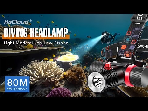 HeCloud Diving Headlamp 800LM with 3 Modes  for Diving Caving and Snorkeling