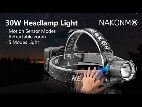 NAKCNM LED Rechargeable Head Torch with Motion Sensor and Rear Light