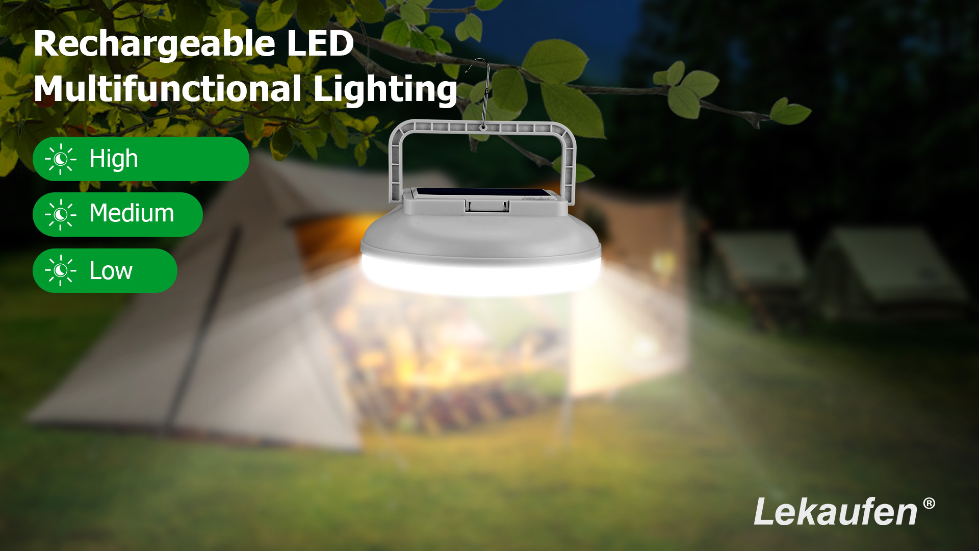 Lekaufen Solar Camping Light 800 LM with USB Charging  for Camping and Hiking
